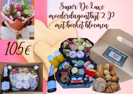 3. Moederdagontbijt Super De Luxe 2P met bloemen