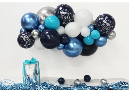 DIY Balloon Kit - Organic - Happy Birthday Navy