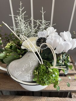 Bloemstuk vaste plant hartje hou van jou
