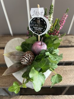 Bloemstuk vaste plant hartje steen