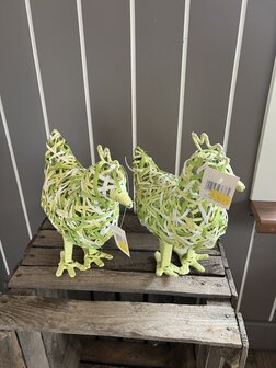 Paasdecoratie set 2 rieten kippen 
