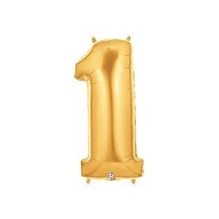 Folieballon cijfer 1 goud - 34 inch = 86cm