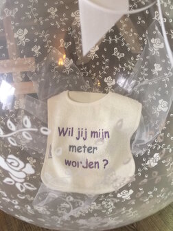 Ballon gevuld met slabbetje &quot; wil je mijn meter worden? &quot;