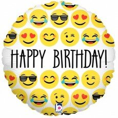 1- folieballon emoji Birthday 18 inch = 46cm dubbelzijdig bedrukt