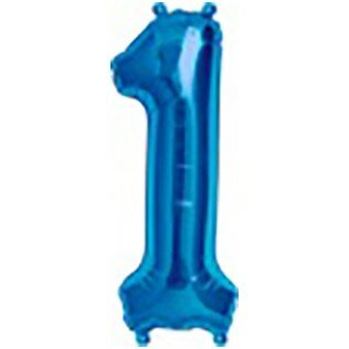 Folieballon cijfer 1 blauw - 34 inch = 86cm