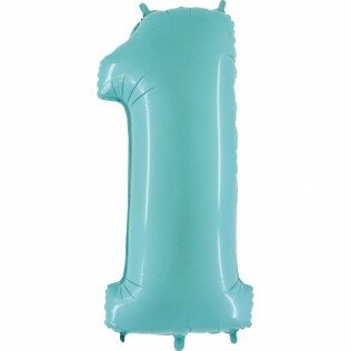 Folieballon cijfer 1pastel blue - 40 inch = 101 cm