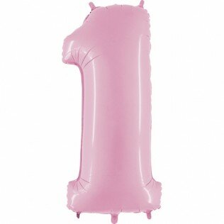 Folieballon cijfer 1pastel pink - 40 inch = 101 cm