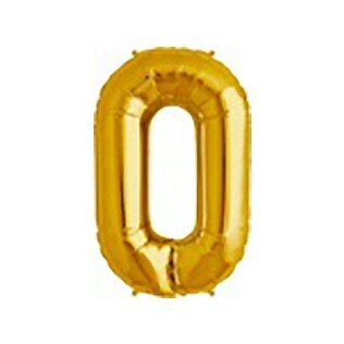 Folieballon cijfer 0 goud - 34 inch = 87cm