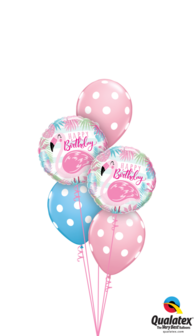 boeket polka dots flamingo birthday