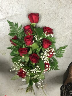 Rouwboeket rode rozen