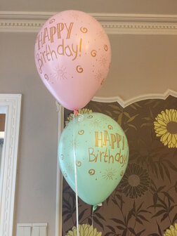 ballon 11 inch Happy Birthday met helium en high float (houdbaarheid 1 week)