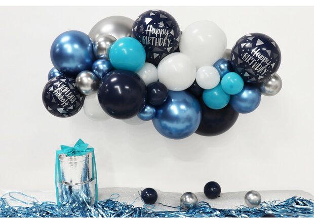 DIY Balloon Kit - Organic - Happy Birthday Navy