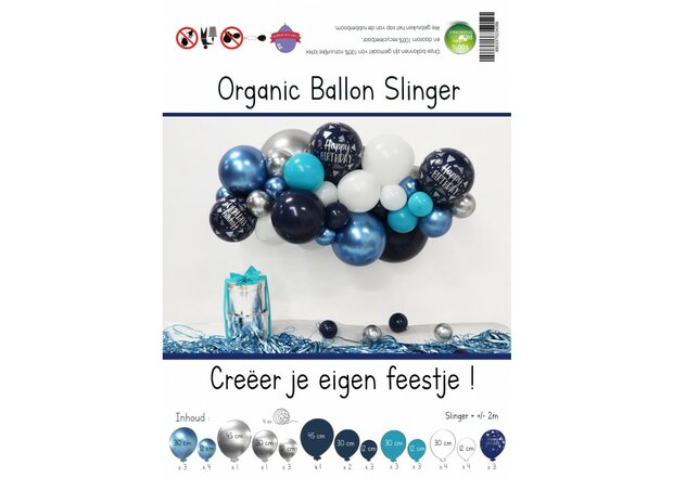 DIY Balloon Kit - Organic - Happy Birthday Navy