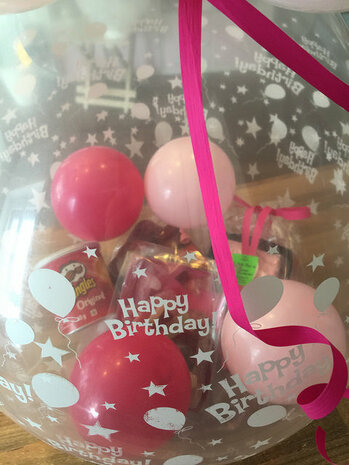 Stuffer ballon Happy Birthday met topballon latex(niet gevuld)