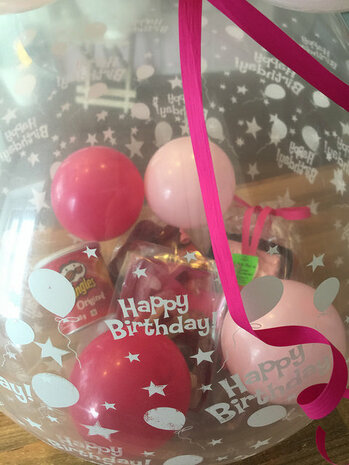 Stuffer ballon Happy Birthday met topballon latex(niet gevuld)