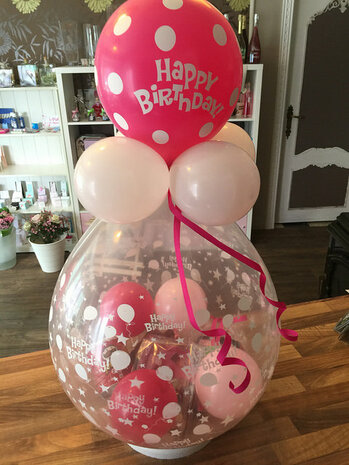 Stuffer ballon Happy Birthday met topballon latex(niet gevuld)