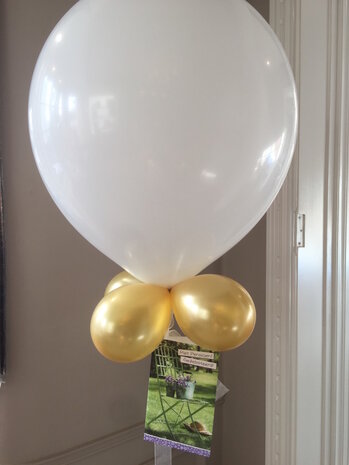 Ballon 45cm wit met goud 