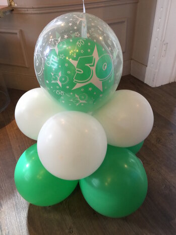 Ballondecoratie 50 jaar - ballon goud 90cm met voet