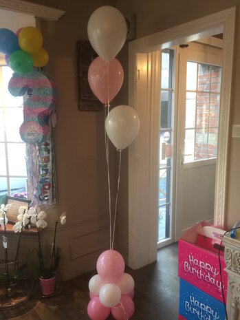 ballonstaander op voet baby girl met 3 ballonnen