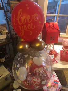 Ballon Valentijn gevuld met lekkernijen