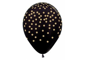 Ballon zwart confetti gold 
