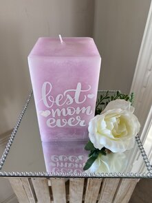 Kaars op spiegel " Best Mom Ever"