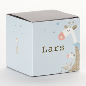 Giraf blauw Kubusdoosje met wikkel