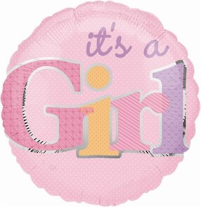Folieballon it's a girl 18 inch = 46cm dubbelzijdig bedrukt