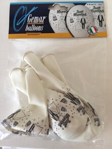 ballons "just married" zak 5 stuks
