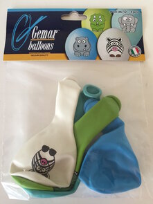 ballons "jungle friends" zak 4 stuks