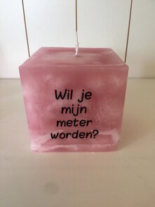 Kaars cube oudroze 9,5 x 9,5 x 9,5cm