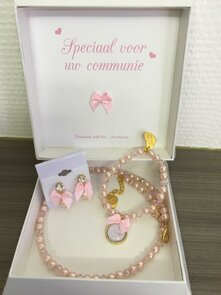 Communieset luxedoos Rose