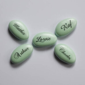 Bedrukte suikerbonen watergroen