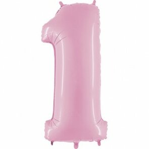 Folieballon cijfer 1pastel pink - 40 inch = 101 cm