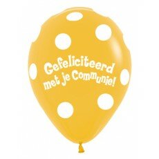 Ballon 30cm communie Polka Dots - Geel