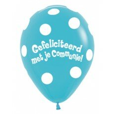 Ballon 30cm communie Polka Dots - Blauw
