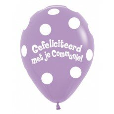 Ballon 30cm communie Polka Dots - Paars