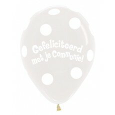 Ballon 30cm communie Polka Dots - Doorzichtig