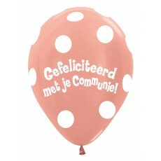 Ballon 30cm communie Polka Dots - Rose Gold 