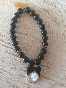 parelarmband zwart en goud "jij bent de allerliefste"