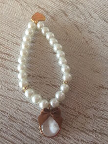 Standaard armband ecru  met tekst " Bedankt"