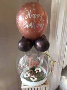 Aqua ballon verjaardag met bloemen